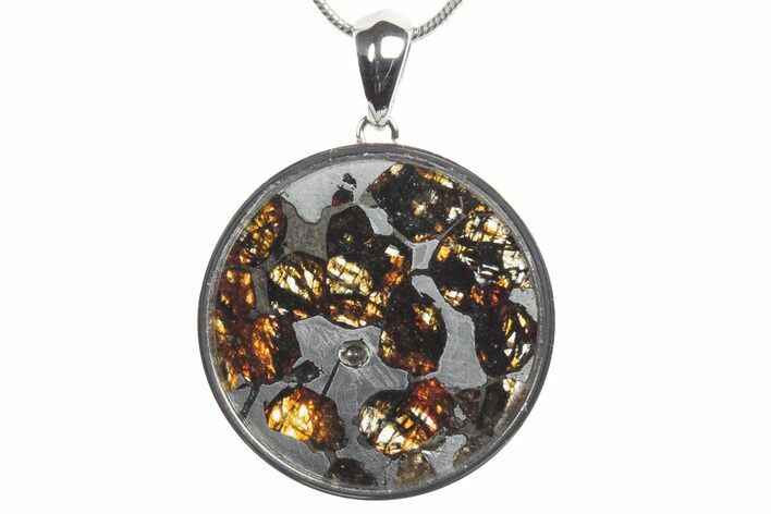 Sericho Pallasite Round Meteorite Pendant - Kenya #351405
